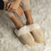 Fur slippers Filippo DK6679/24 BE beige