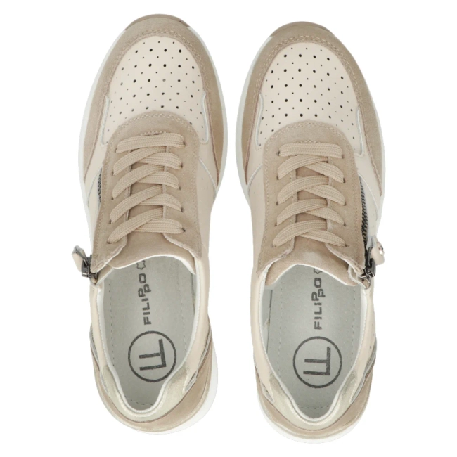 Leather sneakers Filippo DP6011/24 BE beige