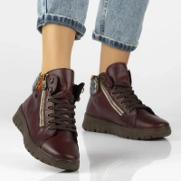 Leather ankle boots Rieker N1305-35 maroon