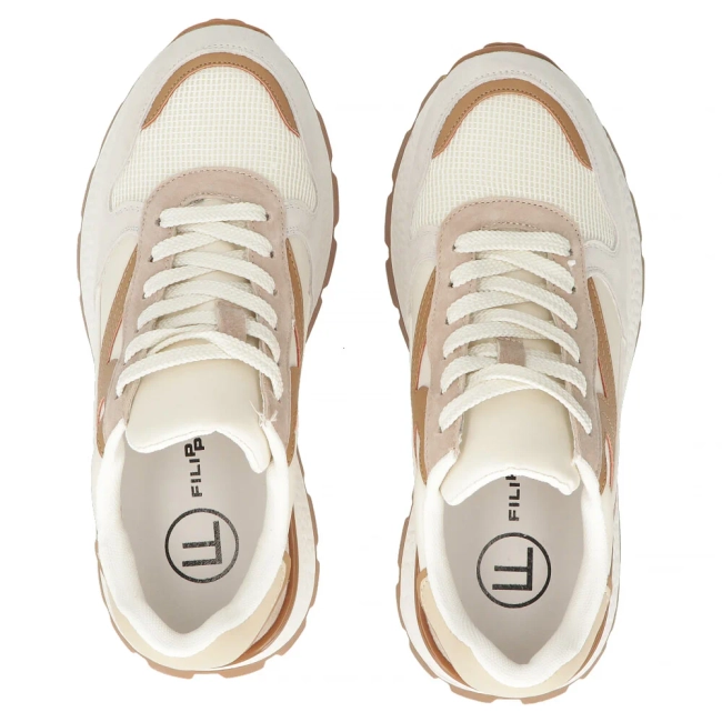 Skórzane sneakersy Filippo DP7070/25 BR biało brązowe