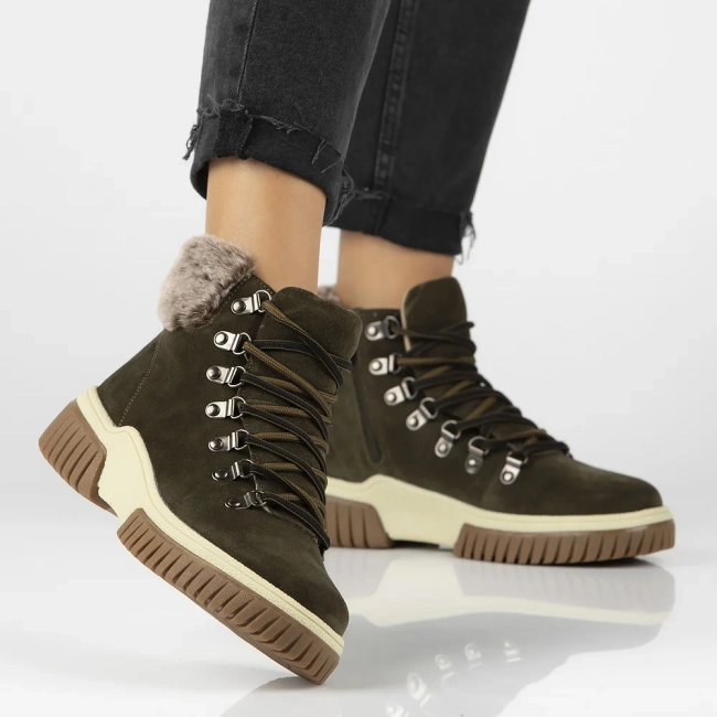 Leather ankle boots DBT6489/24 KH khaki