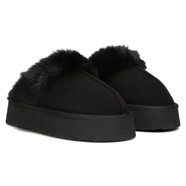 Fur slippers ZH-206 black