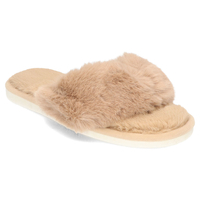 Khaki fur slippers
