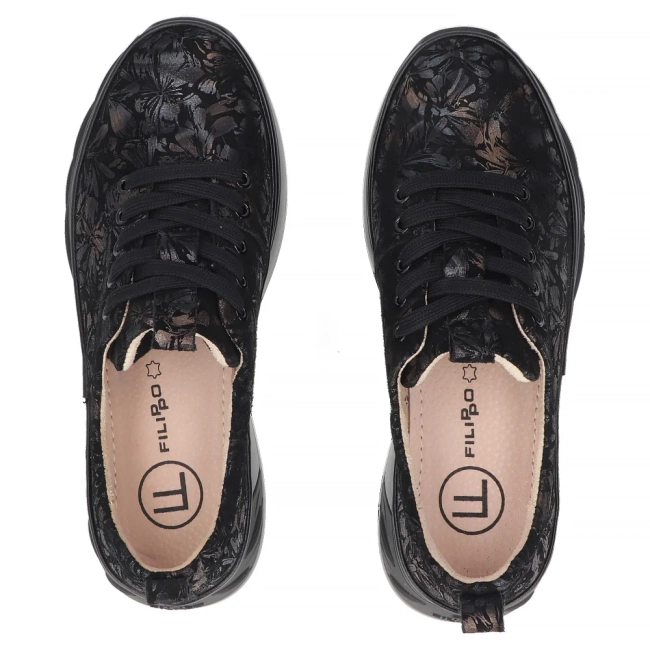 Leather sneakers Filippo DP8006/26 BK FL black