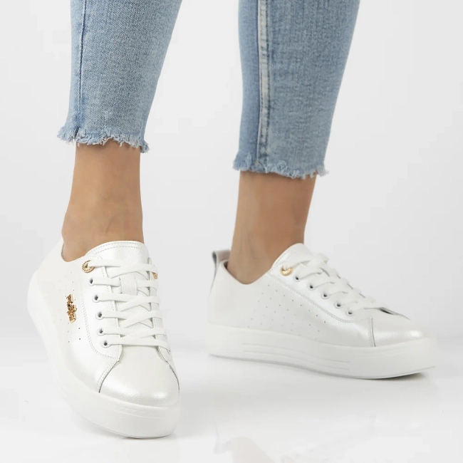 Skórzane sneakersy Filippo DP7052/25 WH białe