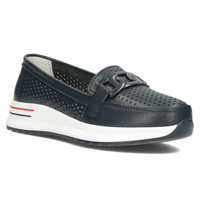 Skórzane półbuty na platformie Filippo DP4400/23 NV granatowe