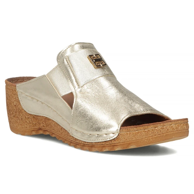Leather flip-flops Filippo 50109 gold