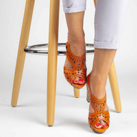 Sandals For Women Vinceza R14-D-S-256-OR Orange Brown