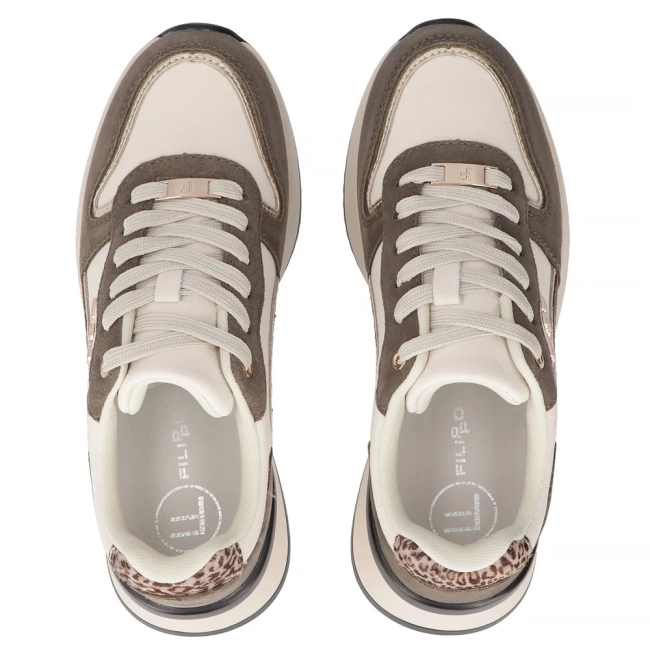 Skórzane sneakersy Filippo DP7103/25 WH BR biało brązowe