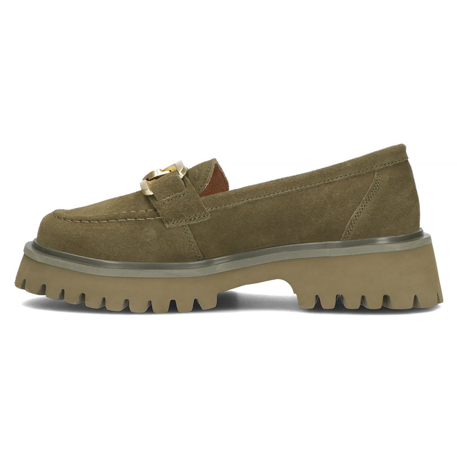 Skórzane półbuty na platformie Filippo DP4916/23 KH khaki