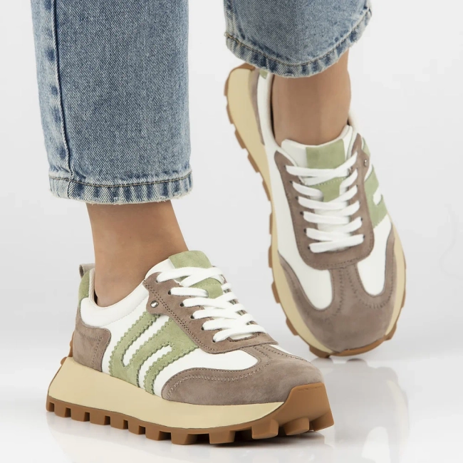 Skórzane sneakersy Filippo DP6743/25 WH BE biało beżowe