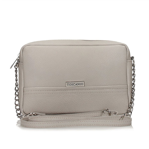 Handbag Toscanio Leather Messenger Bag B6 light grey