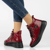 Leather platform ankle boots Filippo DBT4215/26 RD CR red