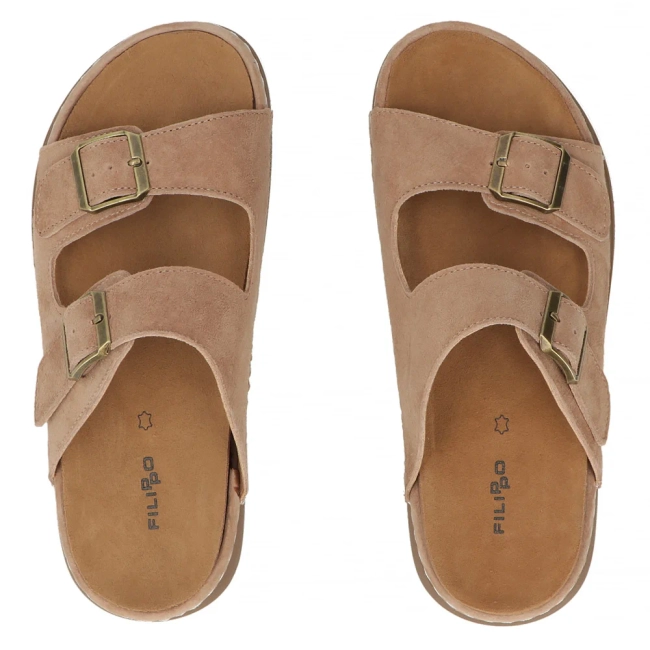 Skórzane klapki Filippo DK7802/26 BR brązowe