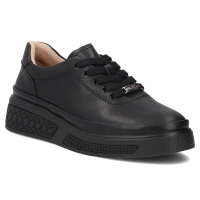 Skórzane półbuty na koturnie Filippo DP8326/26 BK czarne
