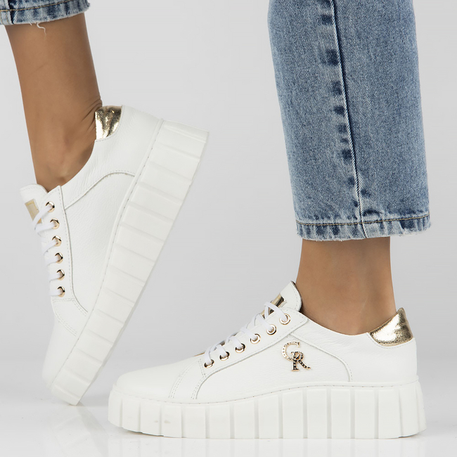 Skórzane sneakersy Filippo 168 białe