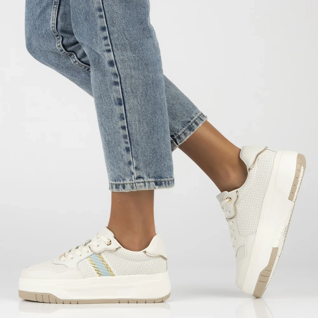 Skórzane sneakersy Filippo DP6725/25 WH BL białe