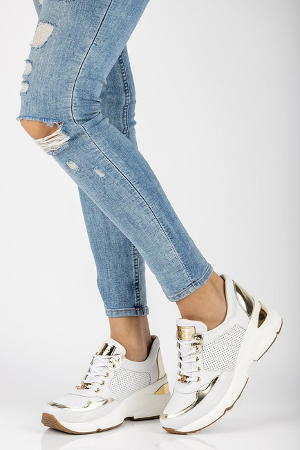 Leather sneakers Filippo 087D white gold