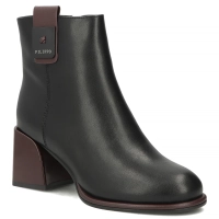 Skórzane botki na obcasie Filippo DBT8126/26 BK BG czarne