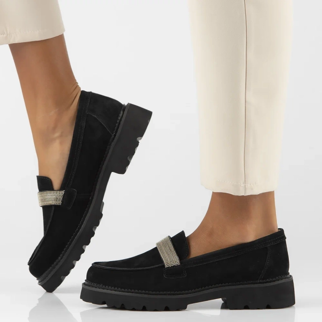 Skórzane półbuty na platformie Filippo DP6214/24 BK czarne