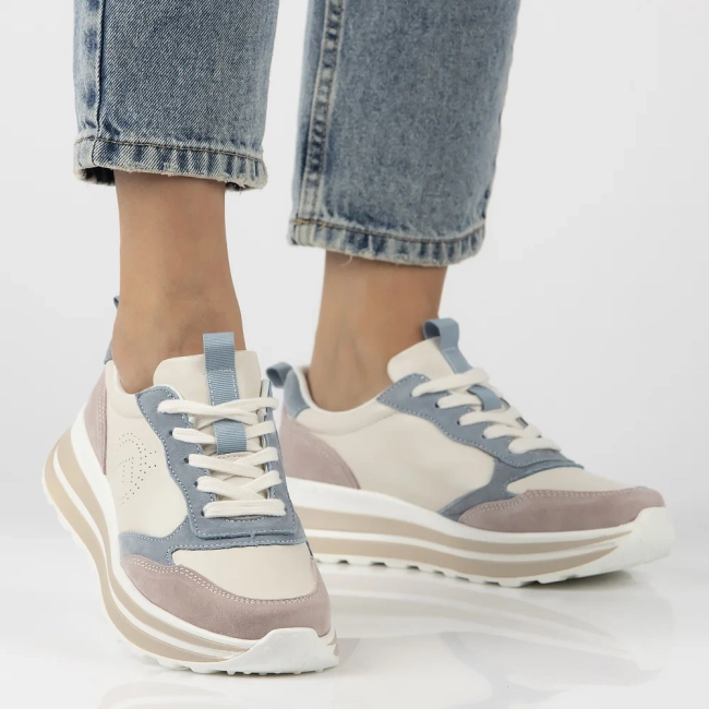 Leather sneakers Filippo DP6787/25 BE BL beige blue