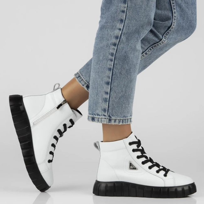 Skórzane trzewiki Filippo DBT4146/25 WH białe