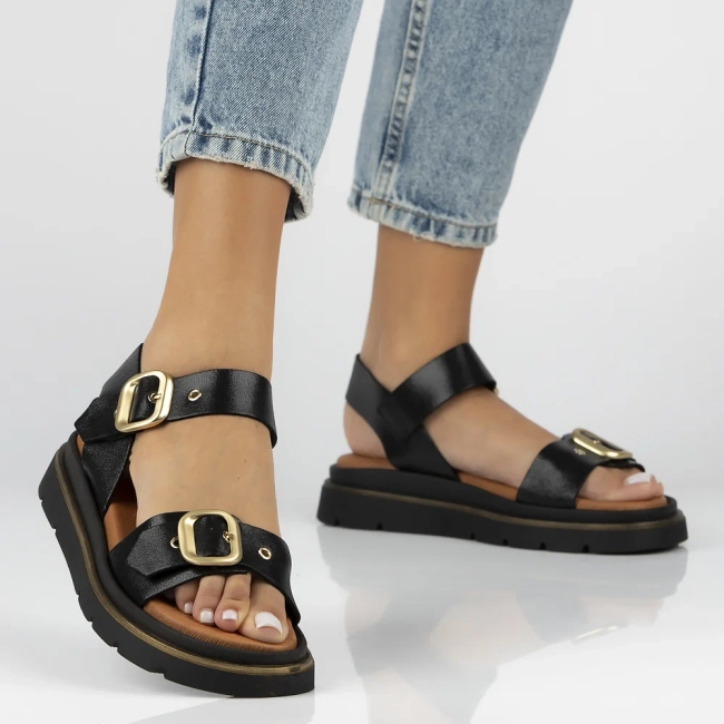 Leather sandals YAMBRE-251 SAMOA NEGRO black