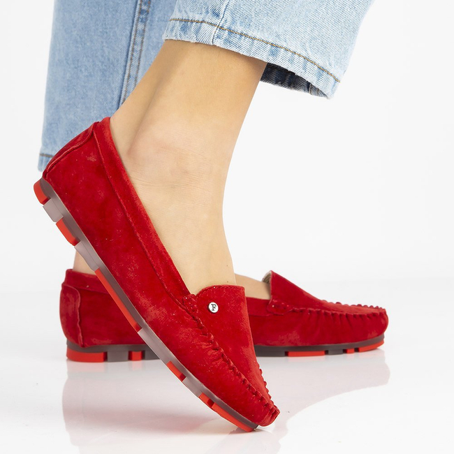 Skórzane mokasyny Filippo DP2037/21 RD czerwone