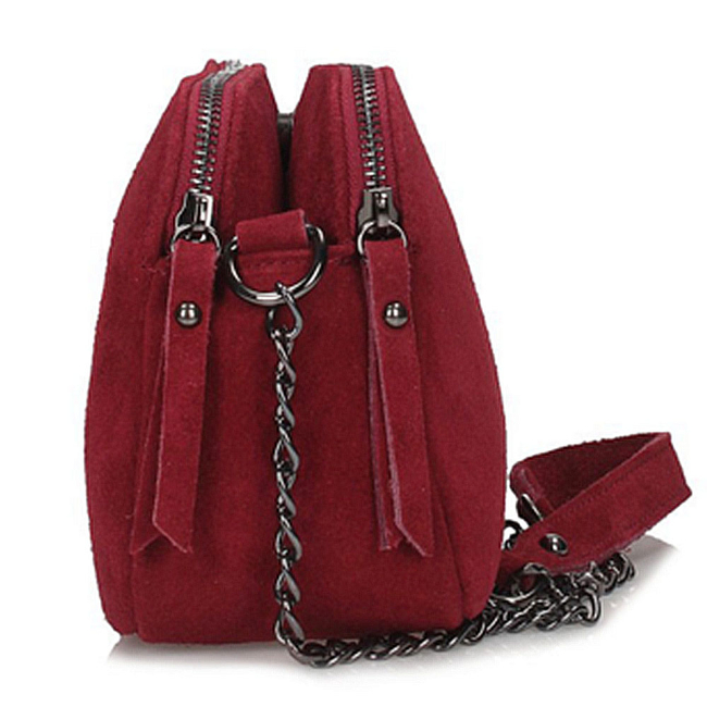 Handbag Toscanio Suede messenger bag A258 red