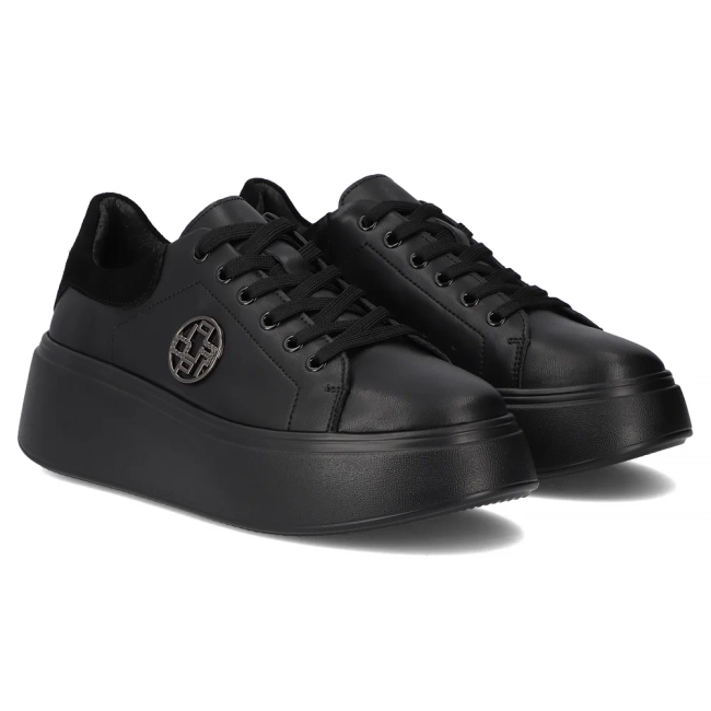 Leather sneakers Filippo DP6058/25 BK BK black