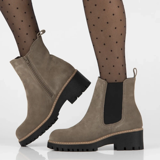 Skórzane botki na platformie Filippo DBT4805/24 TP BK beżowe