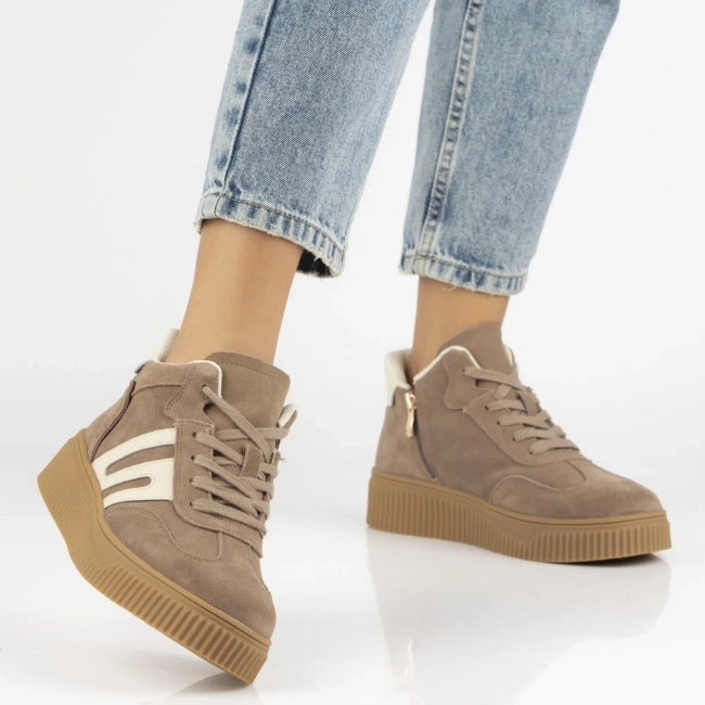 Skórzane sneakersy Filippo DP7425/25 BE beżowe