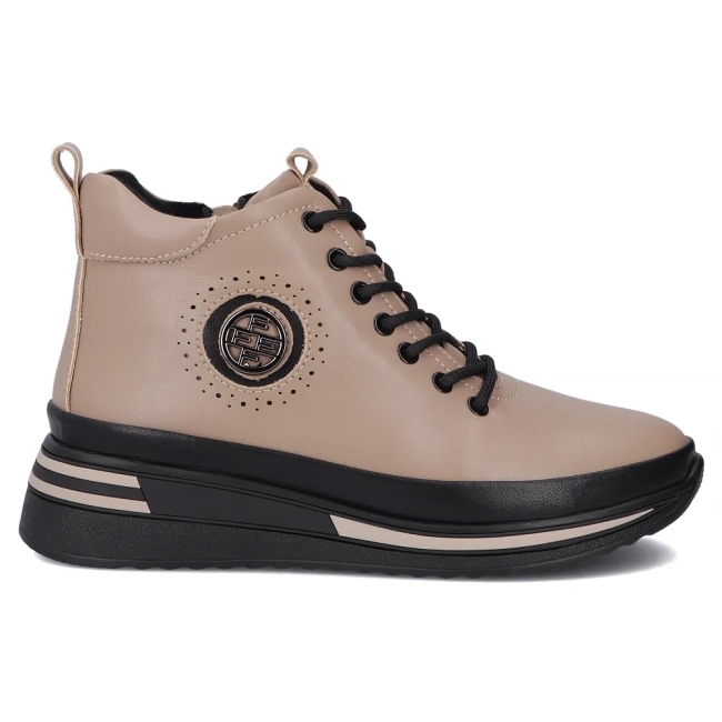 Skórzane botki na platformie Filippo DBT4215/25 TP taupe