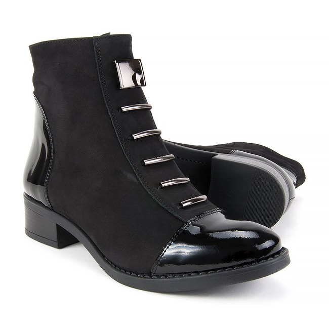 Ankle boots FILIPPO 457S Black nubuck + varnish