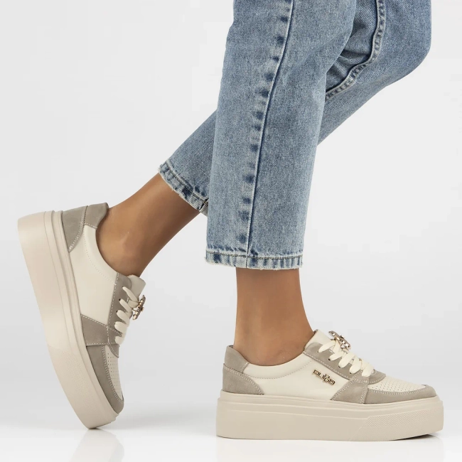 Skórzane sneakersy Filippo DP6775/25 BE beżowe