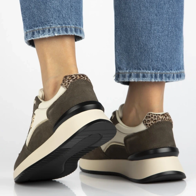 Skórzane sneakersy Filippo DP7103/25 WH BR biało brązowe