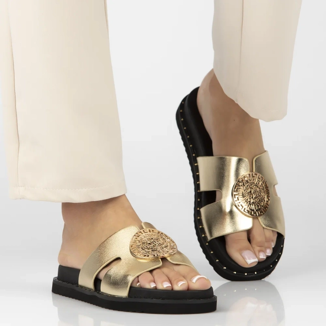 Leather flip-flops Filippo DK7050/25 GO gold