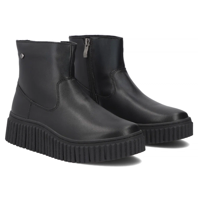 Skórzane botki na platformie Filippo DBT8336/26 BK czarne