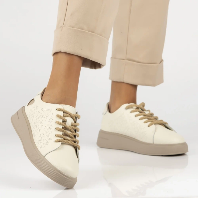Skórzane sneakersy Filippo DP6701/25 BE beżowe