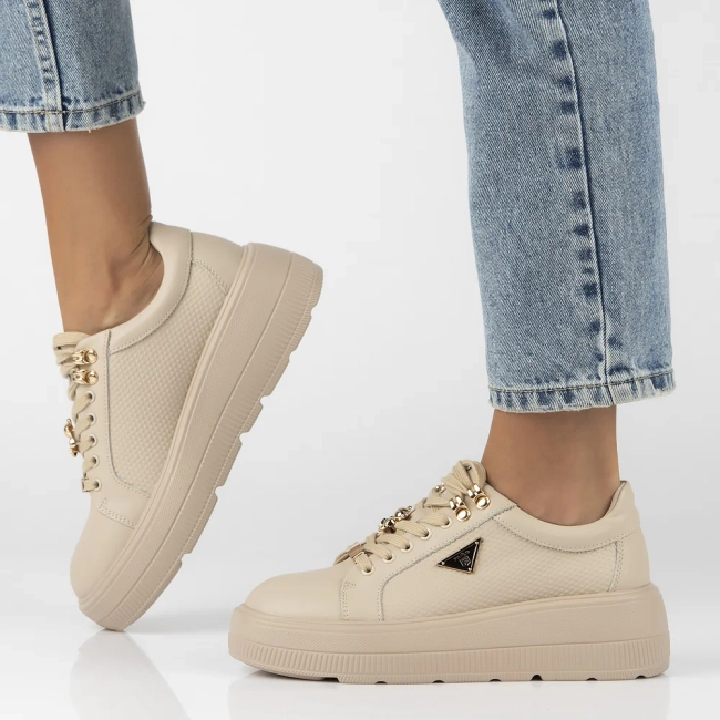 Leather sneakers Filippo DP6382/24 BE beige