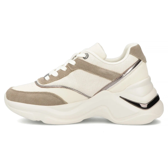 Skórzane sneakersy Filippo DP7766/26 WH BE biało-beżowe