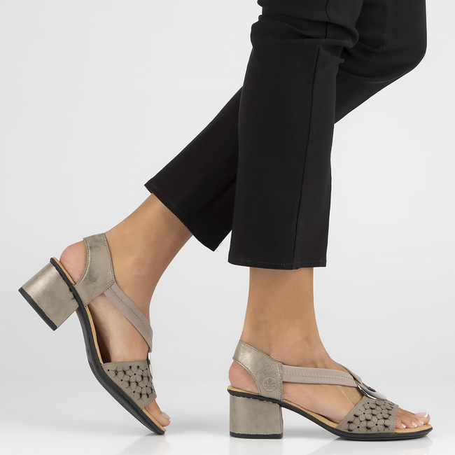 Leather sandals Rieker 64677-64 beige