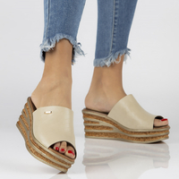 Skórzane klapki Filippo 40160 beżowe