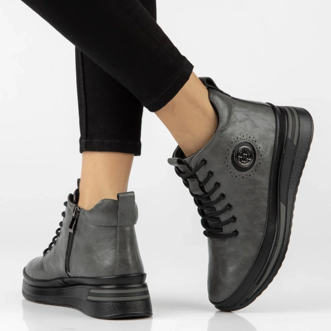 Leather platform ankle boots Filippo DBT4215/26 GR grey