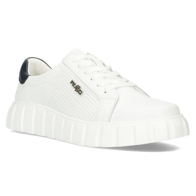 Skórzane Sneakersy Filippo MP946/23 WH białe