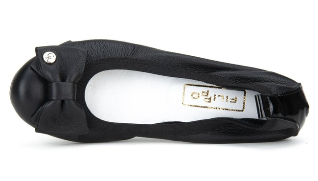 Skórzane baleriny Filippo 477 Czarne Lico