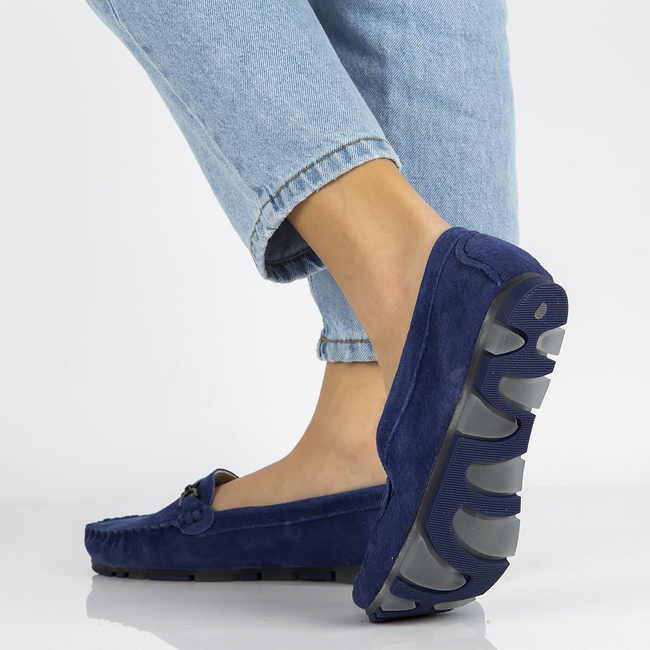 Skórzane mokasyny Filippo DP1202/21 BL niebieskie