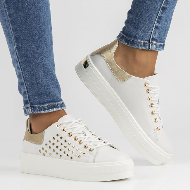 Skórzane półbuty FILIPPO DP3531/22 WH białe