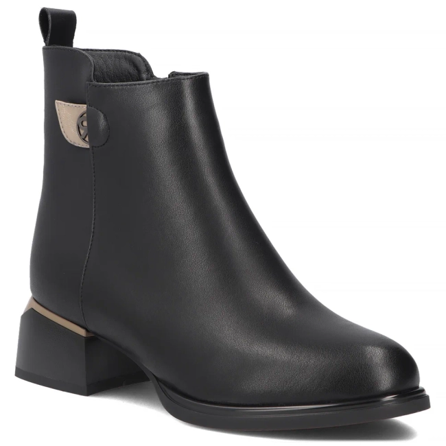 Leather heeled ankle boots Filippo DBT8123/26 BK BE black