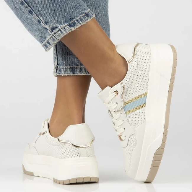 Skórzane sneakersy Filippo DP6725/25 WH BL białe